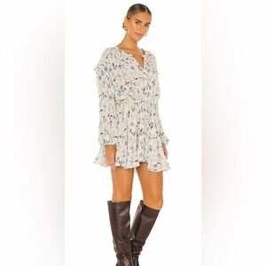 Free People Flower Fields Long Sleeve Mini Dress in Ivory Combo Medium